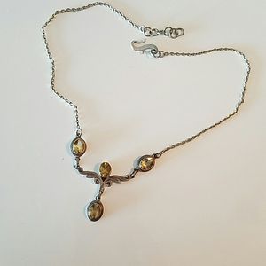 Vintage Citrine gemstone Sterling necklace 16"